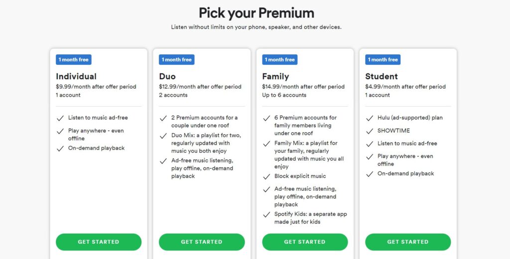 spotify premium plans 2023